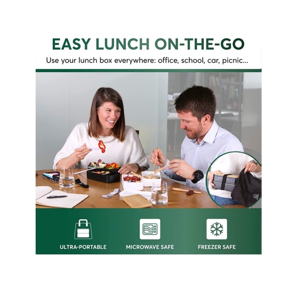 Bento Box Adult Lunch Box with Utensils, 40 oz Large, All-in-One Meal - Picture 5 of 8